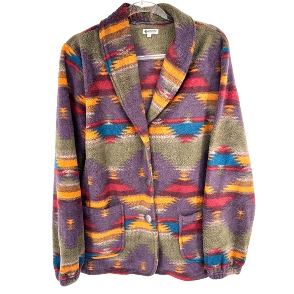 Angderson Southwestern Aztec Print Full Zip Fleece Jacket Size Large - Picture 1 of 10